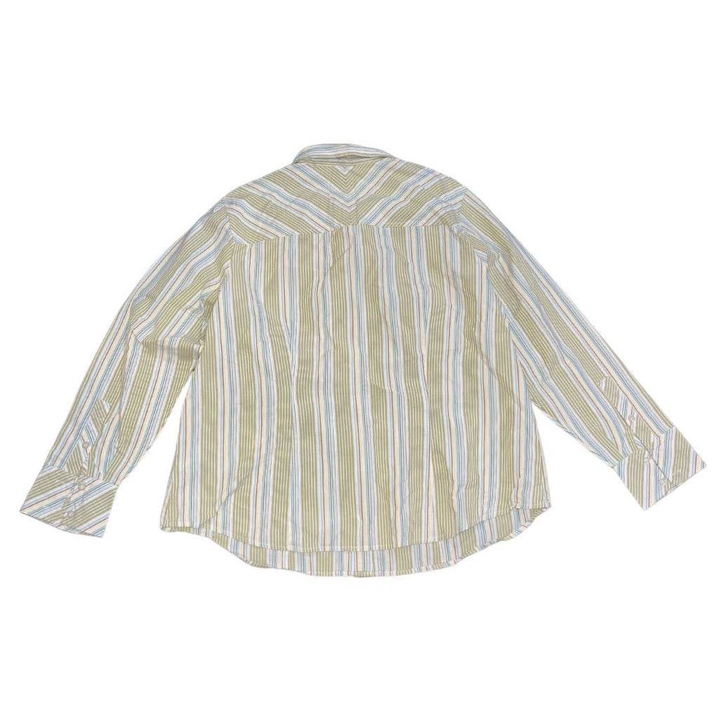 Liz Claiborne Green Striped Button up Long Sleeve Blouse Size 1X Retro Chic
