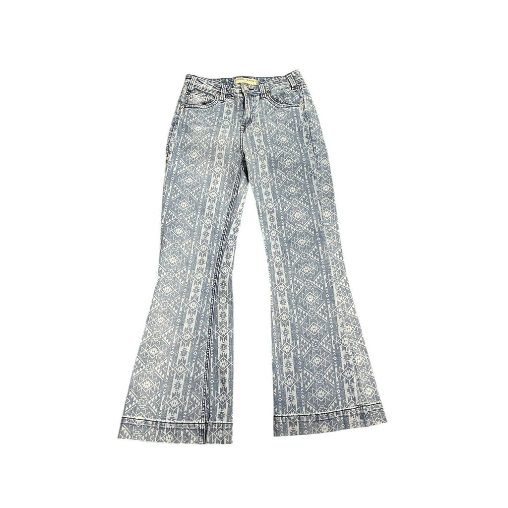 Rock & Roll Denim Aztec Print Flare Jeans SZ 28 Western Boho Southwestern Hippie