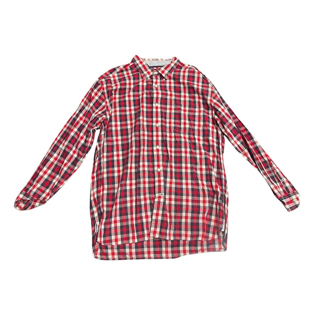 Tommy Hilfiger Plaid Long Sleeve Button Down Shirt Size XL Preppy Career Office