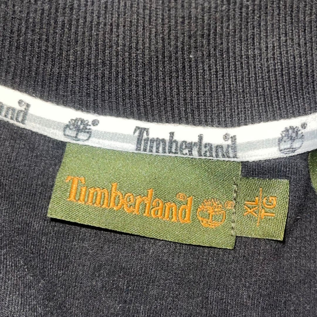 Timberland Logo Quarter Zip Pullover Sweater Mock Neck SZ XL 90s Rugby Tall Y2K