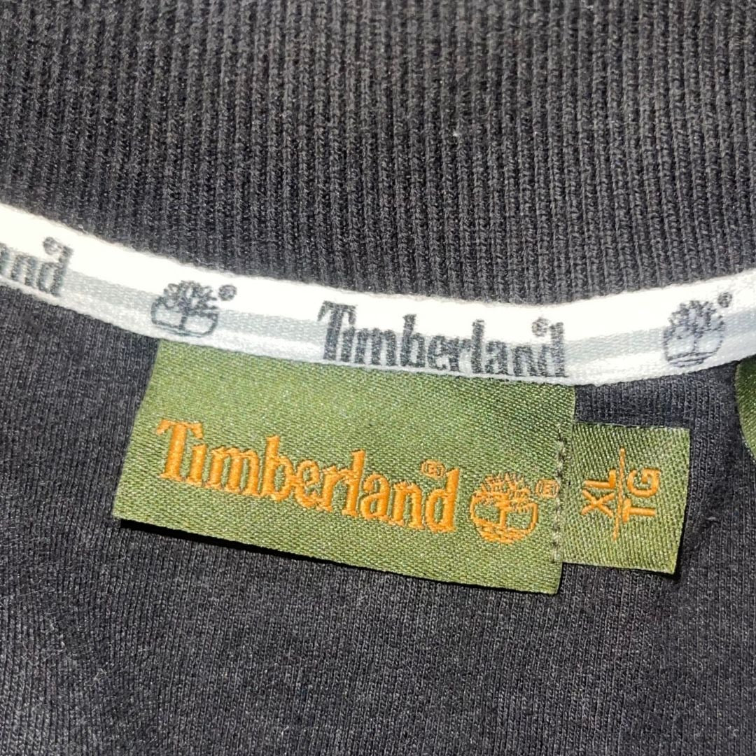 Timberland Logo Quarter Zip Pullover Sweater Mock Neck SZ XL 90s Rugby Tall Y2K