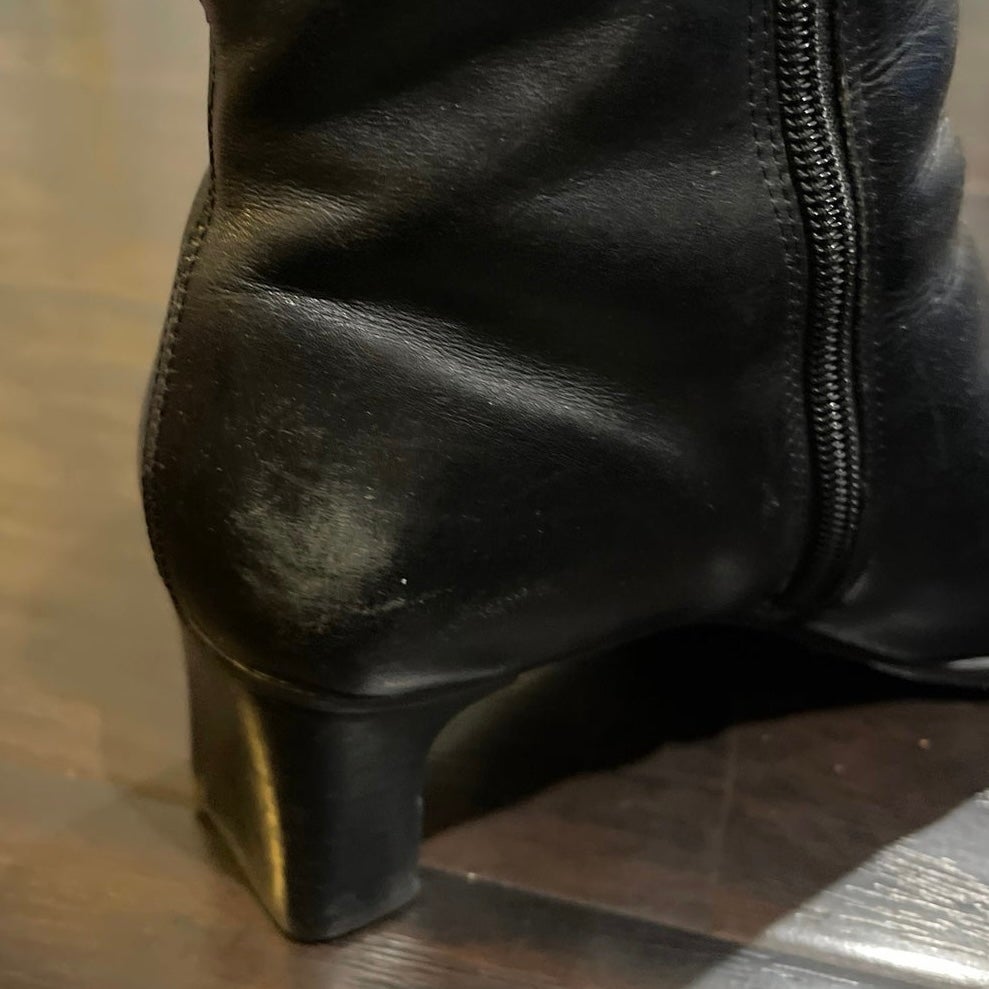 Diba Black Leather Ankle Square Toe Bootie Vintage 90s Y2K Made in Brazil