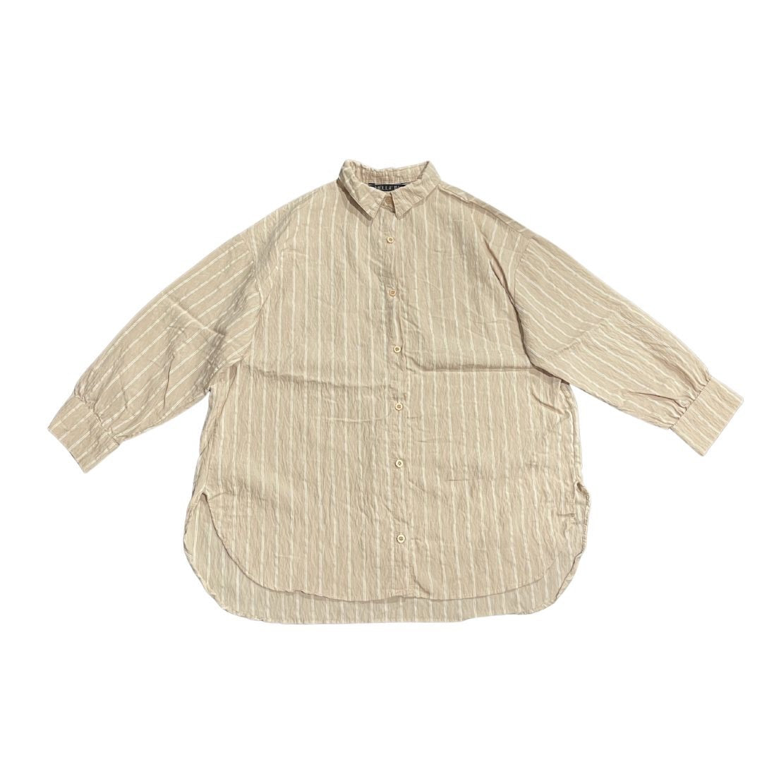 HELLIE  Oversized Relaxed Fit Stripped Button Down Long Sleeve Shirt SZ S Casual