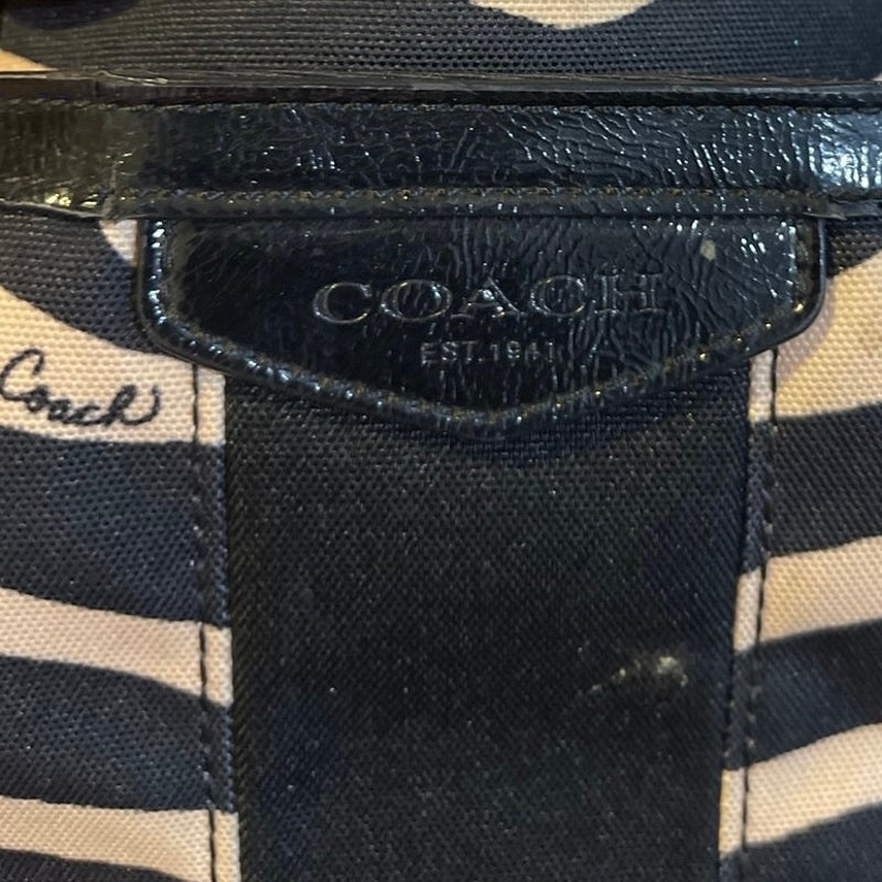 Coach Canvas Zebra Animal Print Devin Tote Shoulder Bag #F23283 Y2K Vintage