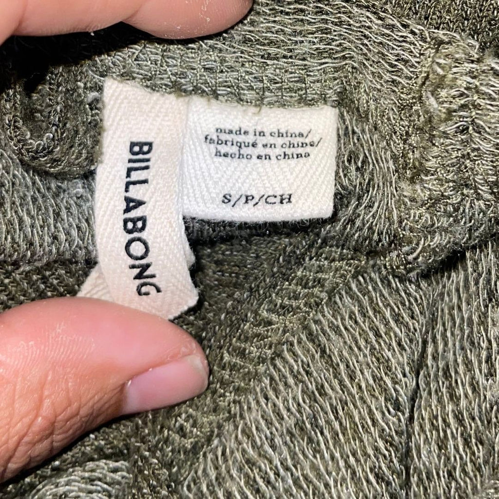 Billabong Olive Green Sweater Size Small Back Opening Oversized Loungewear Y2K