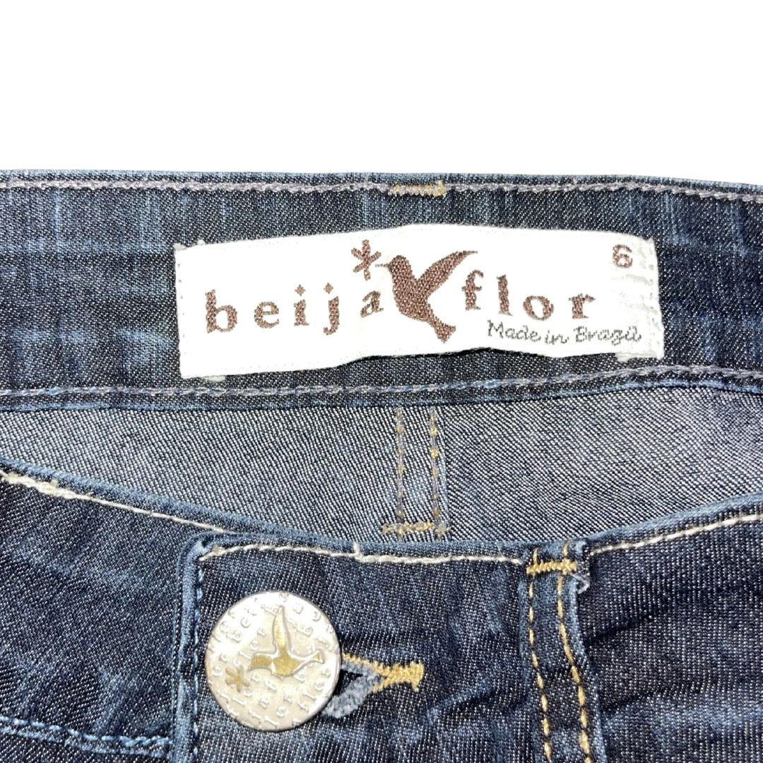 Beija Flor Denim Stretch Jeans Size 6 Made in Brazil Classy Chic Minimalist