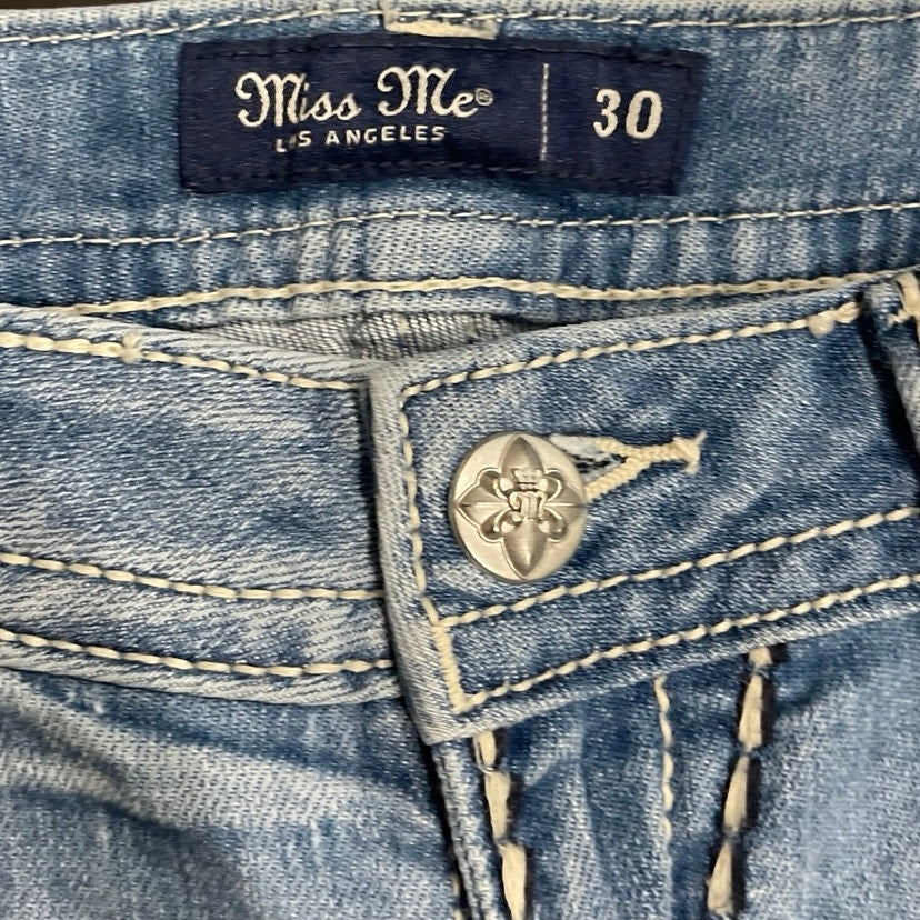 Miss Me Low Rise Jeans Studded Pockets Boot Cut Denim Pants Size 30 Y2K Western