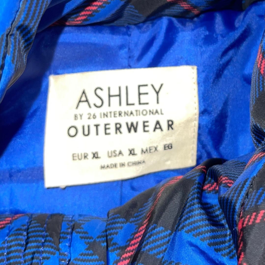 Ashley Outerwear Juniors Royal Blue Plaid Puffer Jacket Size XL Cropped