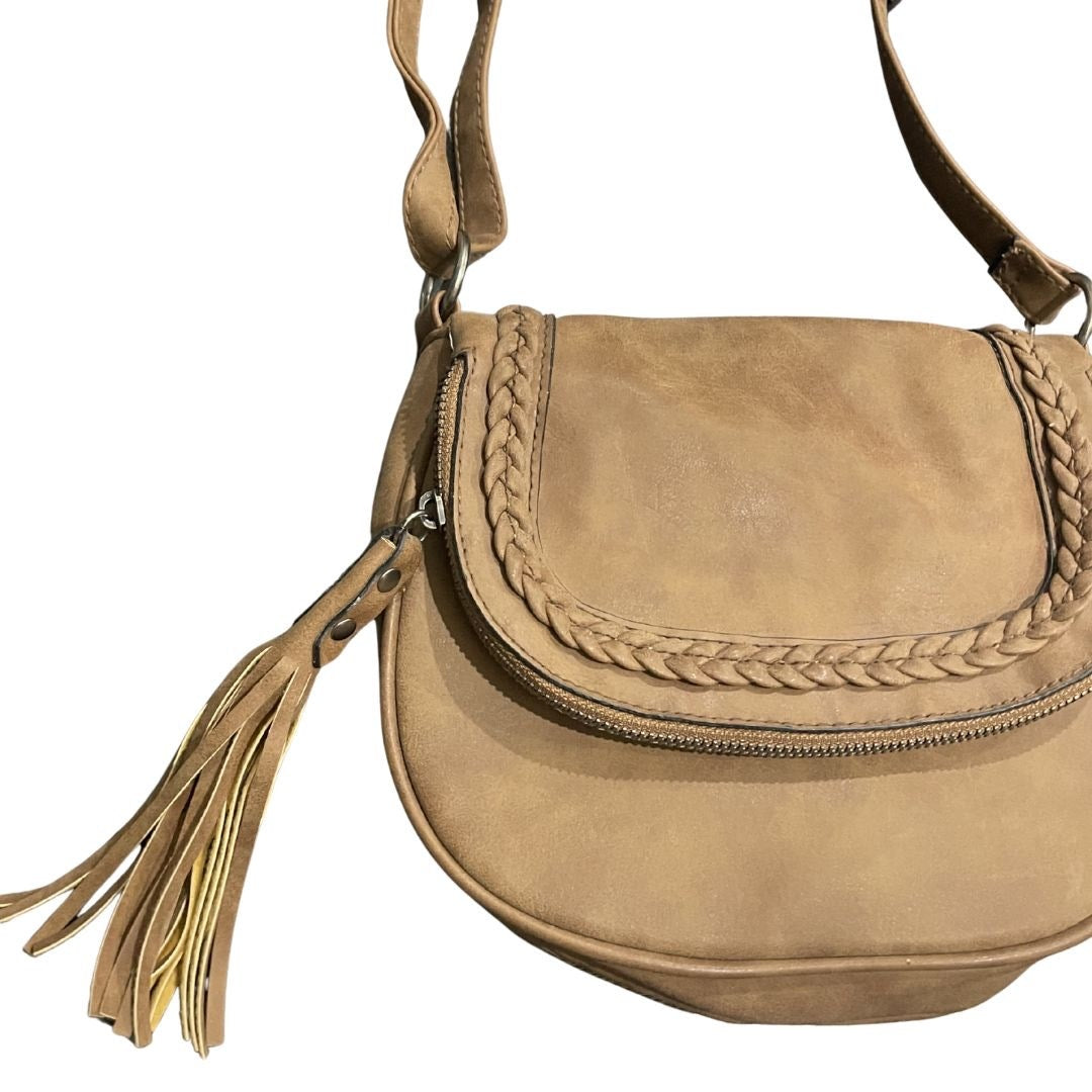 American Eagle Faux Leather Saddle Crossbody Purse Tassel Western Boho Chic