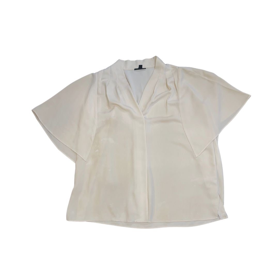 Alfani Ivory Short Sleeve Blouse Flare Sleeves Size Large Career Office Casual