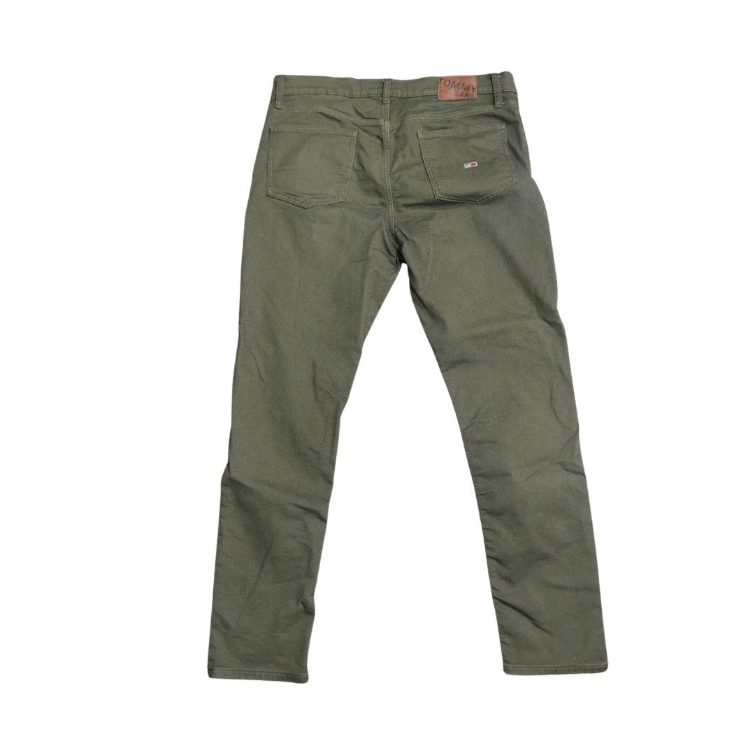 Tommy Hilfiger Jeans Chino Denim Green Slim Fit Pants Size 36x32 Casual Preppy