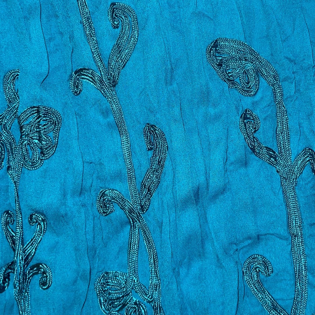 INC International Concepts Crinkle Embroidered Off the Shoulder Turquoise Blouse