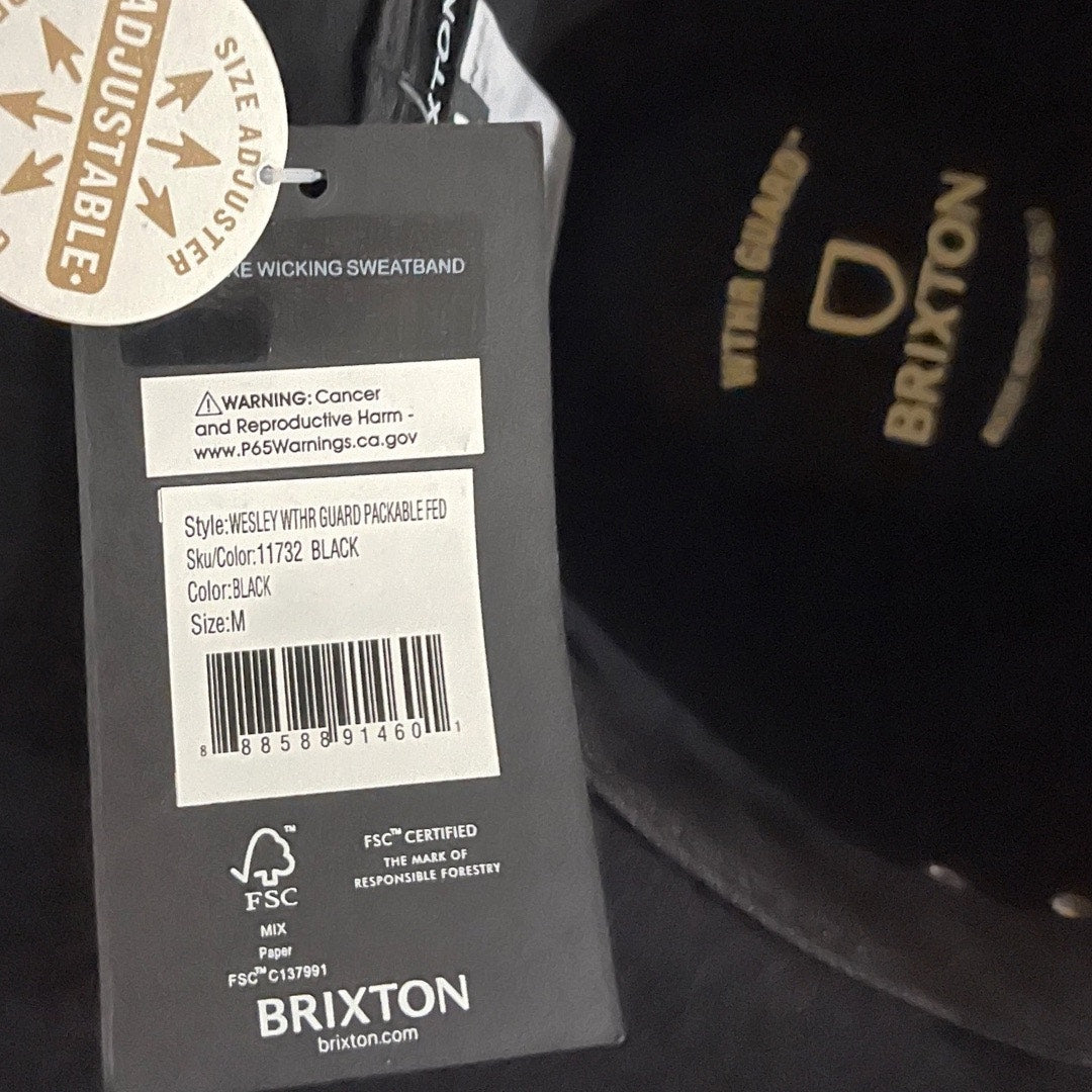 Brixton Classics Wesley WTHR Guard Packable Fedora Unisex Adjustable Australian Wool