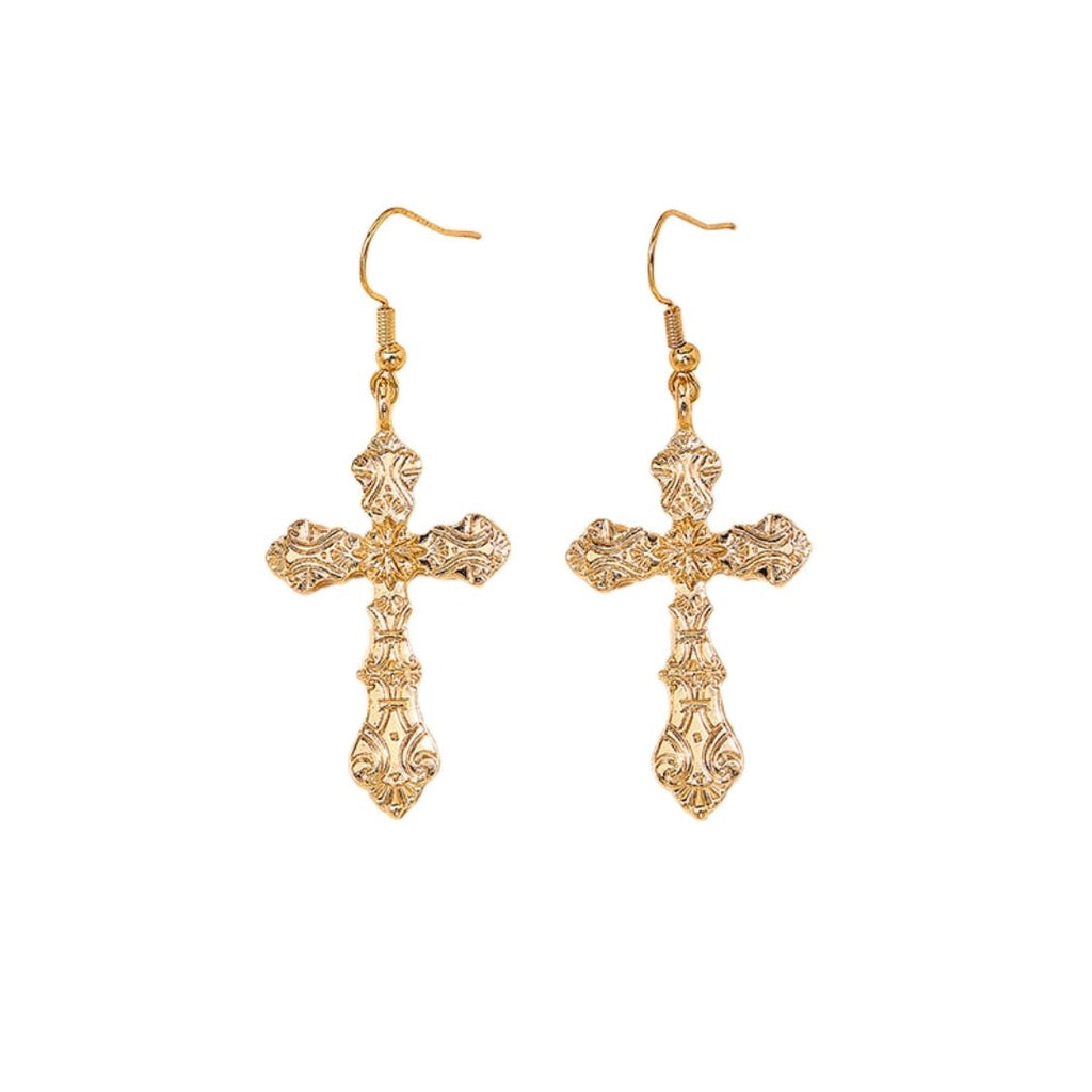Gold Cross earrings Made of alloy metal NWOT