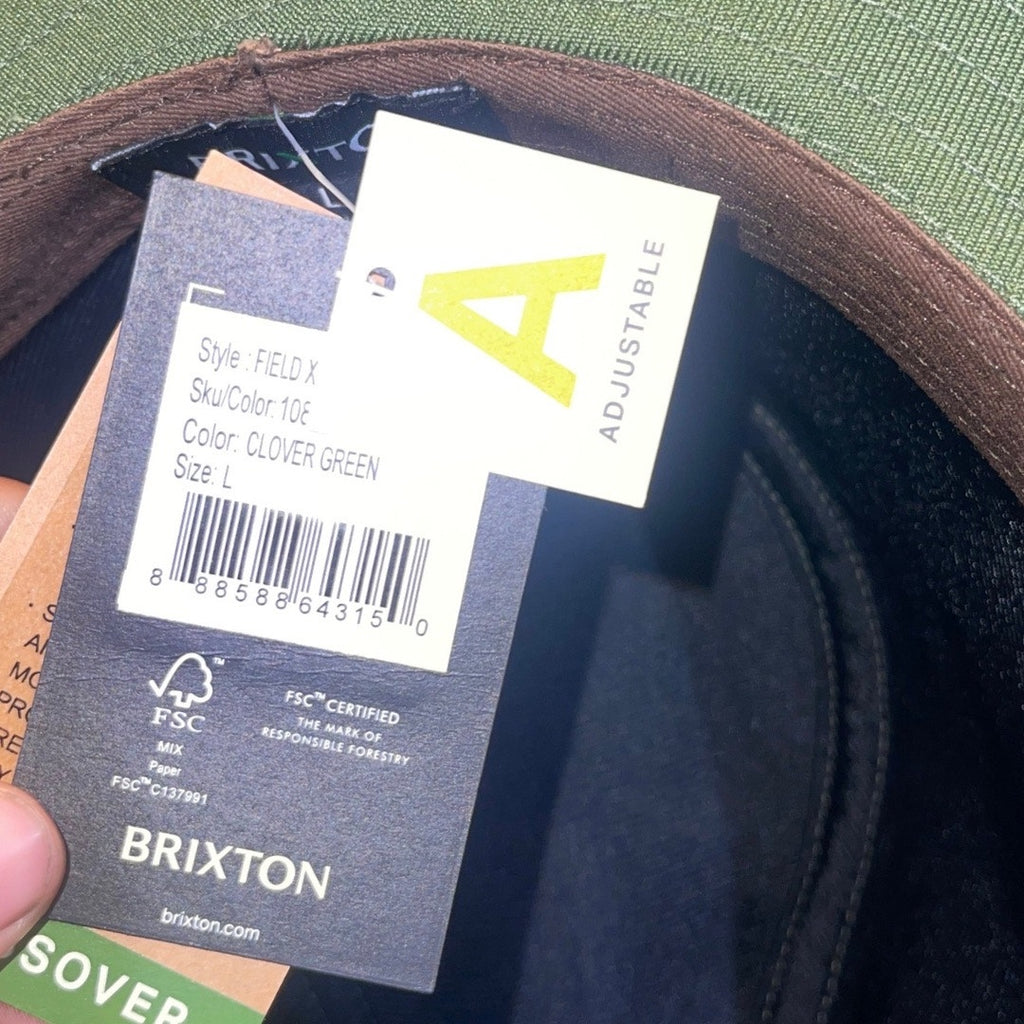 Brixton Green Field Utility Hat Adjustable Size Large NWT Twill Outdoors Hiking