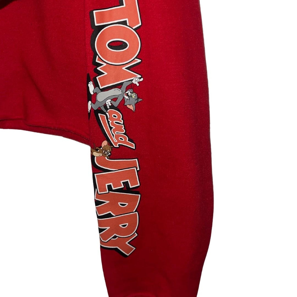 Tom & Jerry Cropped Graphic Crewneck Sweatshirt Sweater Size Large Retro Cartoon