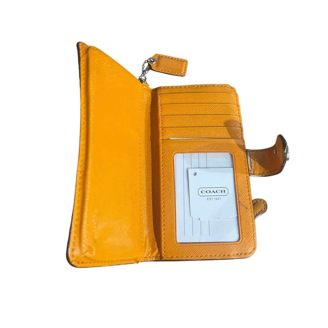 Coach Signature Canvas Wallet Tangerine Orange Brown Card Holder Y2K