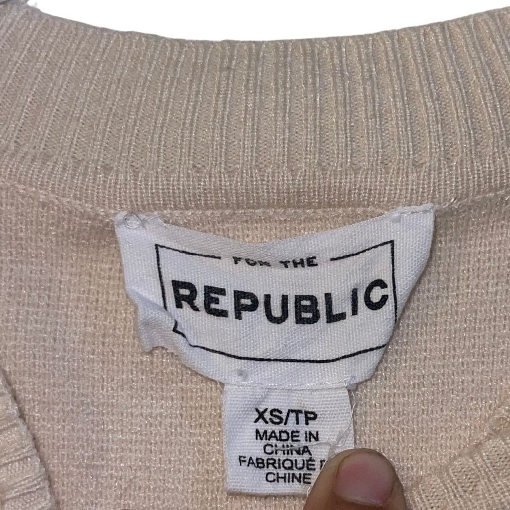 For the Republic Knitted Cropped Striped Sweater Size XS Crew pullover Cozy