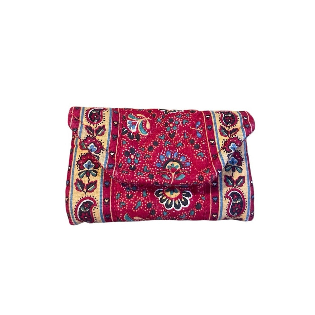 Vera Bradley Designs Provincial Red Floral Paisley Quilted Clutch Wallet Clutch