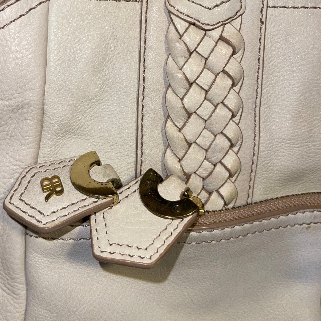 Banana Republic BR Logo Handbag Cow Leather Ivory Satchel Hobo Purse