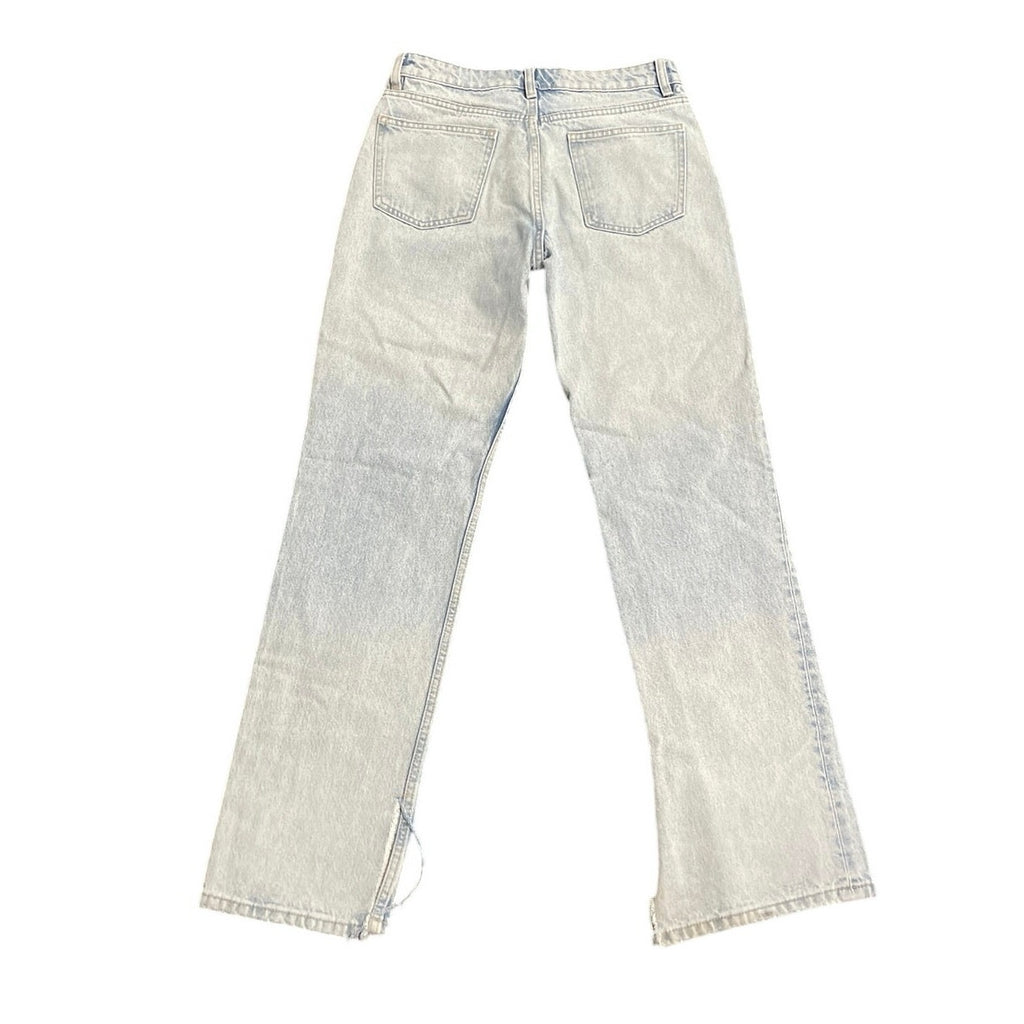 Zara Light Wash Straight Leg Denim Jeans Size 6 Side Split Hems 90s VTG Inspired