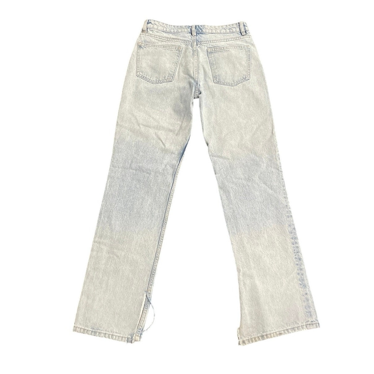 Zara Light Wash Straight Leg Denim Jeans Size 6 Side Split Hems 90s VTG Inspired
