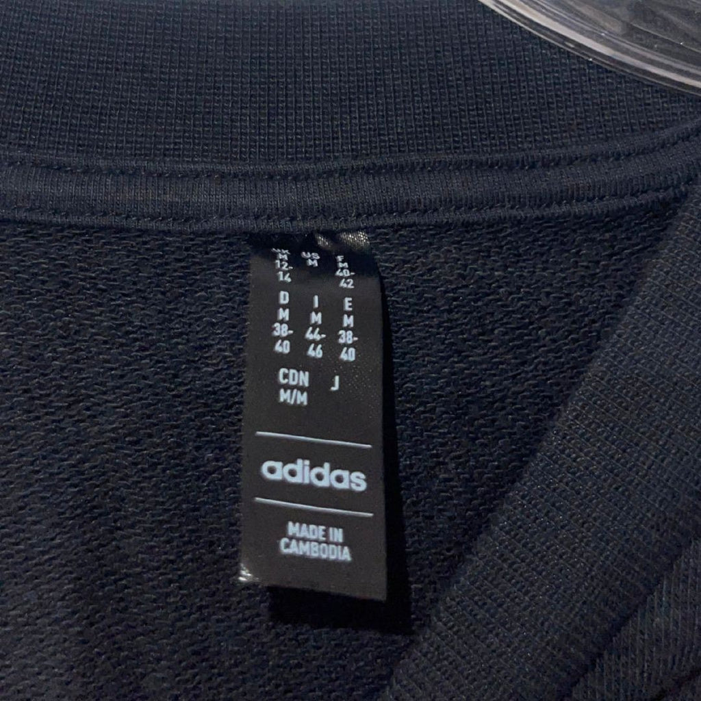 Adidas Crewneck Sweatshirt Black Three Stripes Medium Sports Athletic-leisure