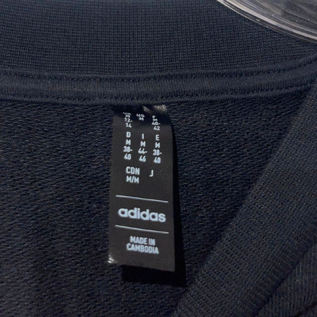 Adidas Crewneck Sweatshirt Black Three Stripes Medium Sports Athletic-leisure