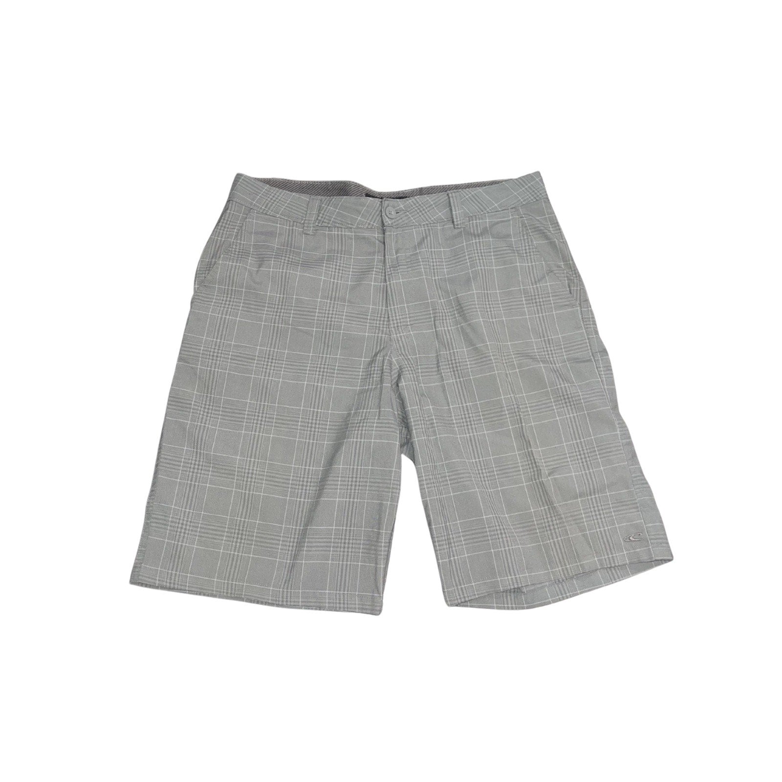 O'Neill Gray Plaid Chino Shorts Flat Front Size 36 Casual Everyday Wear Golf