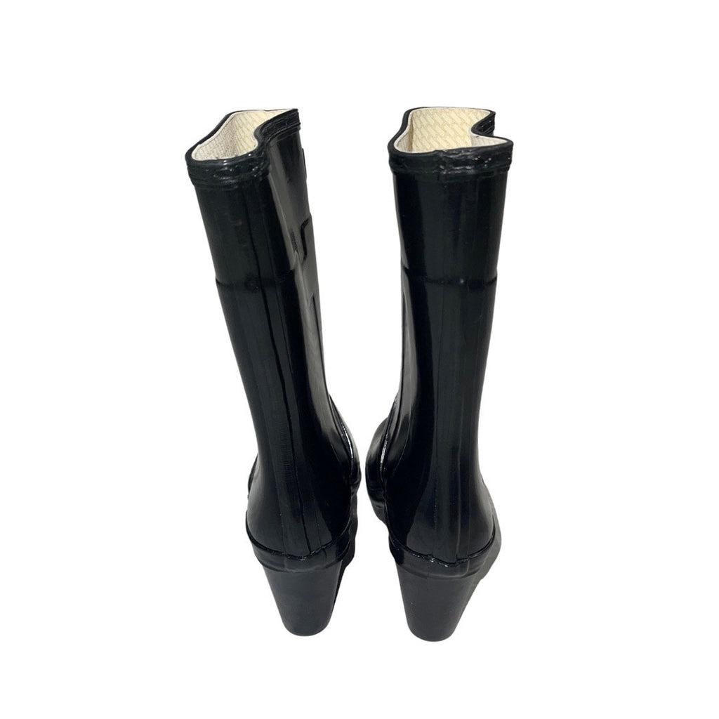Hunter Kellan Black Wedge Heel Womens Rain Winter Boot Size 7 Waterproof