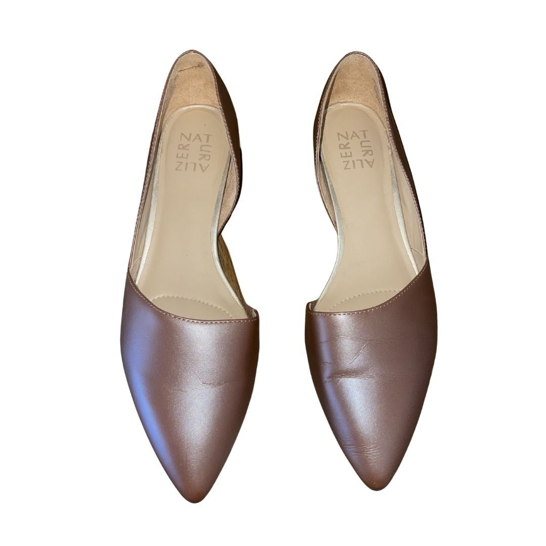 Naturealize Samantha Pointed Leather Flats Shoes Size 8.5 Comfort Career Office