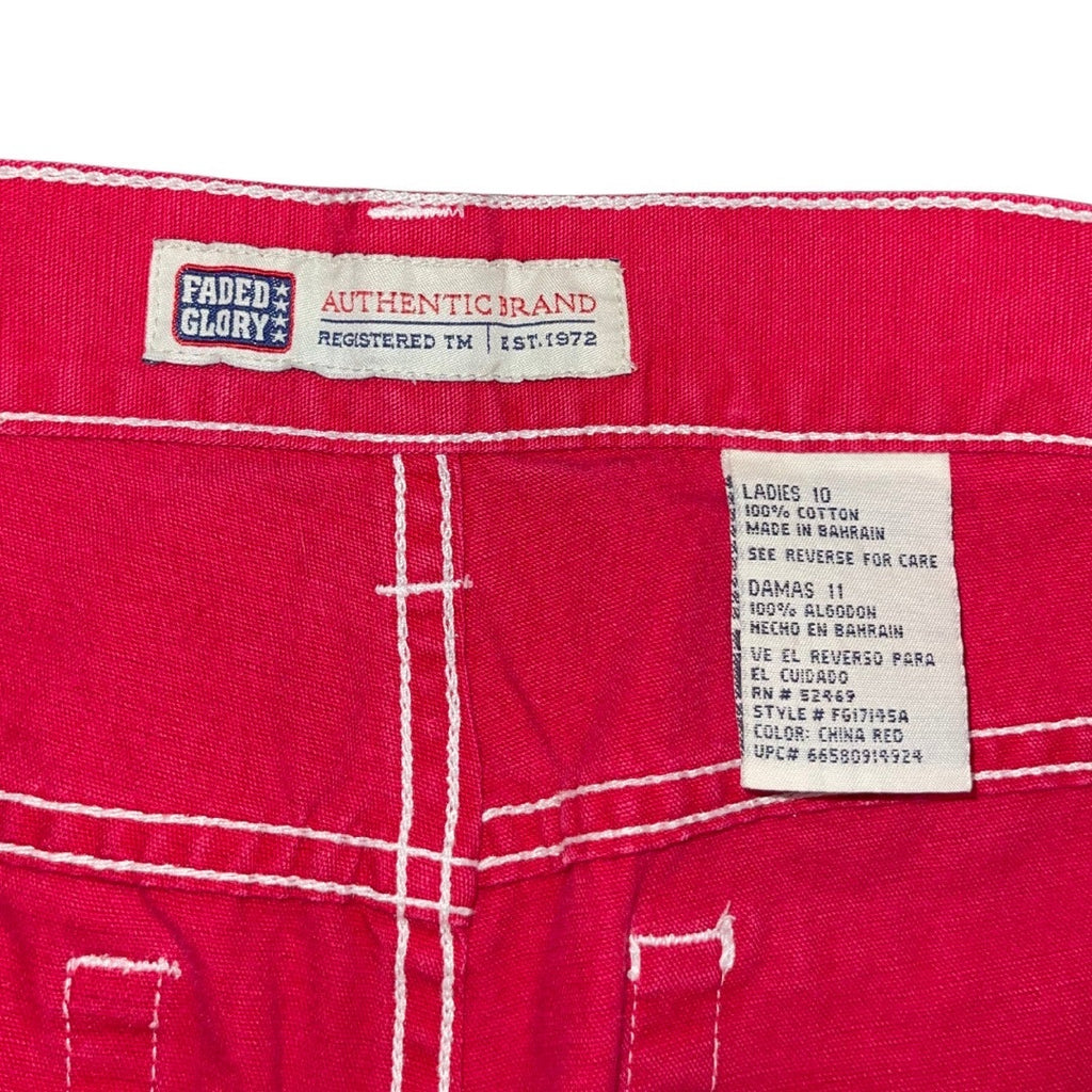 Faded Glory Wide Leg Capri Red Pants SZ 10 90s Y2K Casual Streetwear Classiccore