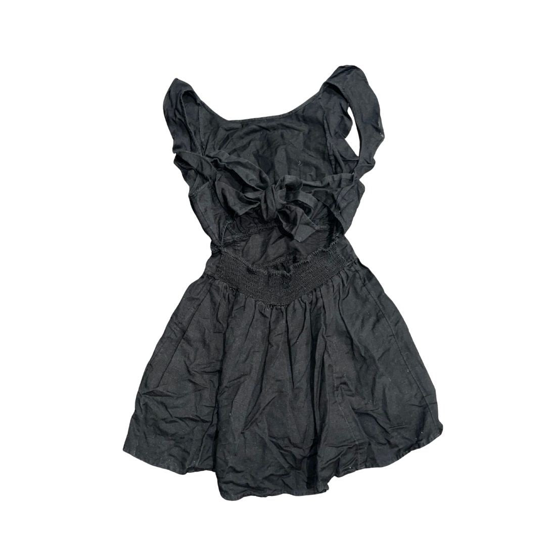 Free People Black Ruffle Tie Back Sleeveless Mini Dress SZ XS Flirty Fit & Flare