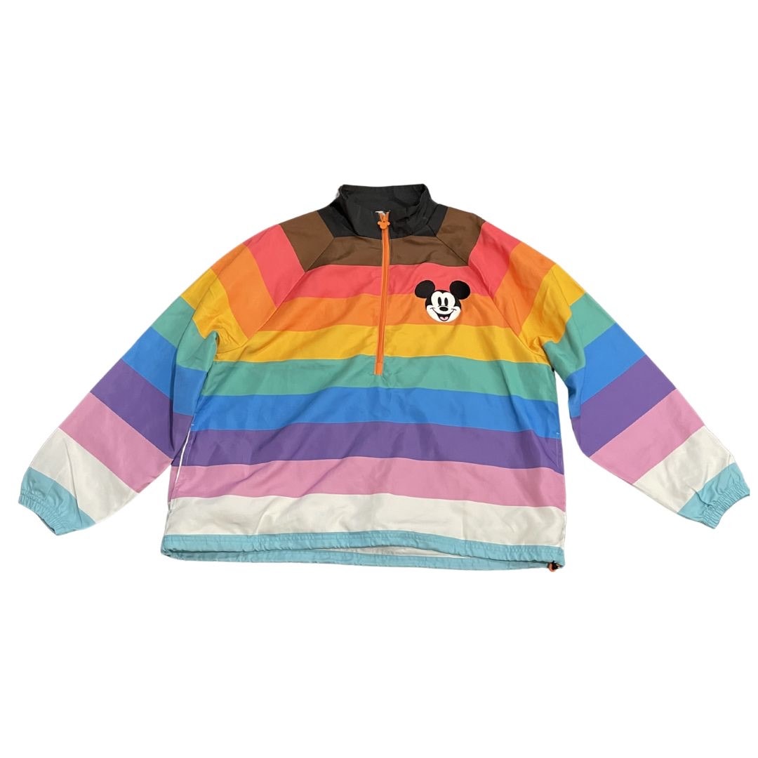 Disney Pride Collection Mickey Mouse 3/4 Zip Pullover Jacket XL NWT Windbreaker