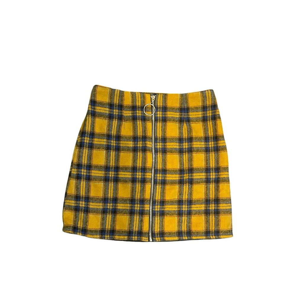 Active USA Yellow Plaid Mini Skirt SZ S Y2K Academia Preppy School Girl Clueless
