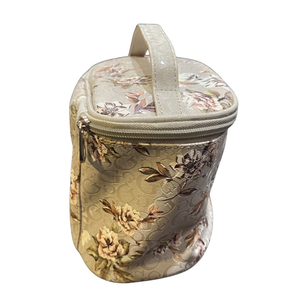 Guess Floral Travel Cosmetic Makeup Bag Zip Around Top Handle Bohemian Botanical
