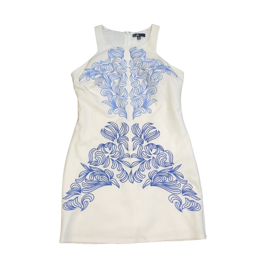 C. Luce Embroidered High Neck Mini Dress Size Large Bohemian Brunch Bridal