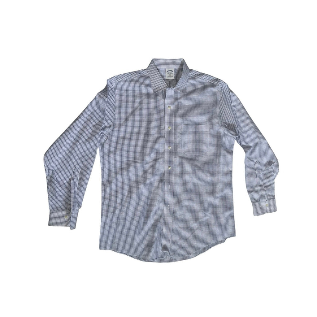 Brooks Brothers Blue plaid collar button up long sleeve dress shirt