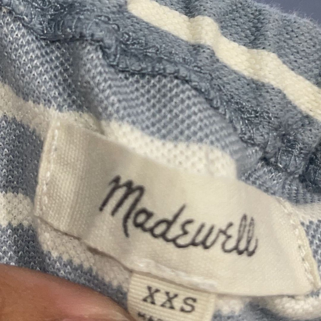 Madewell Striped Melody Off the Shoulder Peasant Blouse Cinch Waist Size XXS
