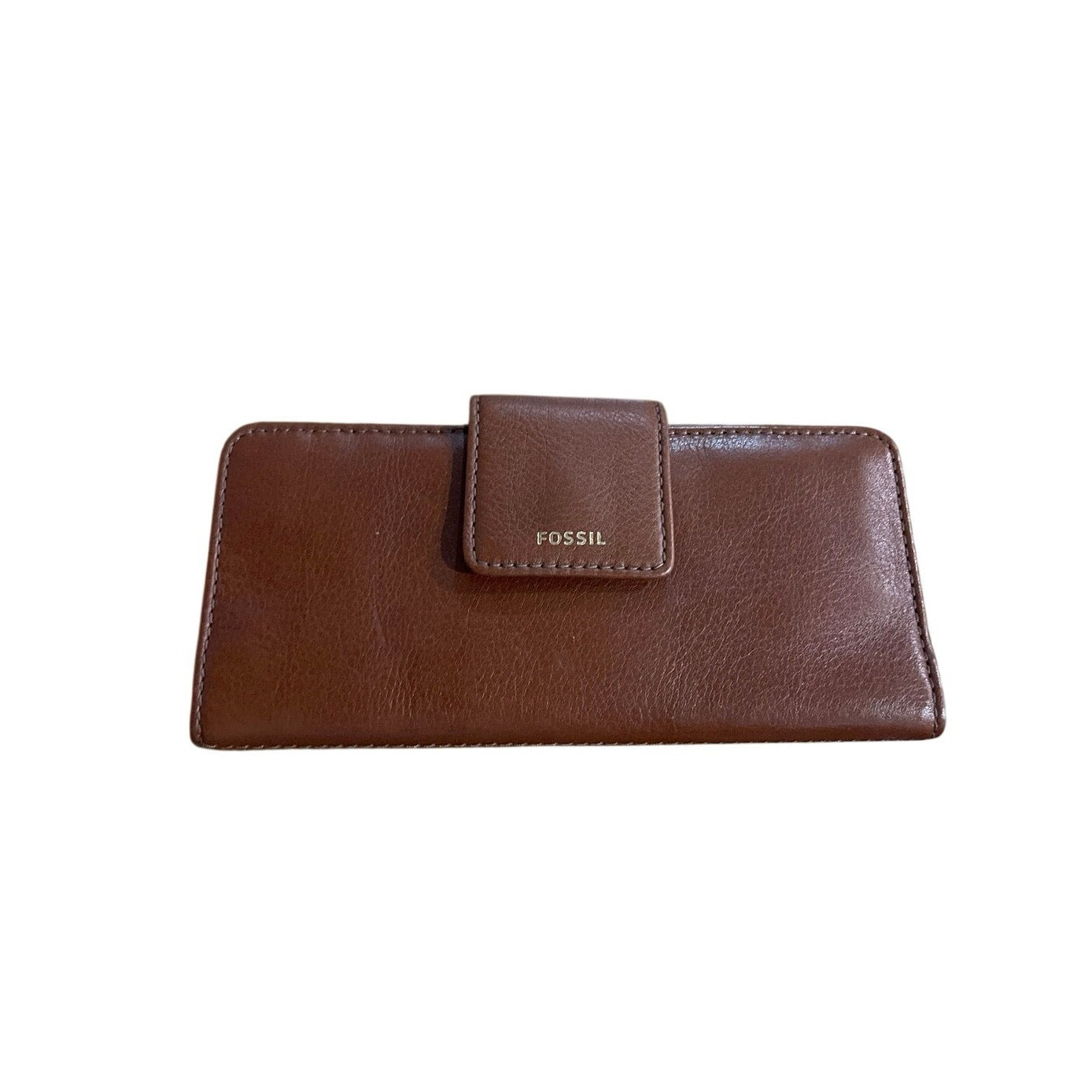 Fossil Madison Clutch Brown Pebbled Leather Slim Bi-Fold Wallet NWT