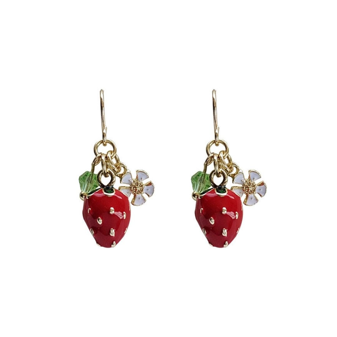 Transparent Heart resin blue flower earrings