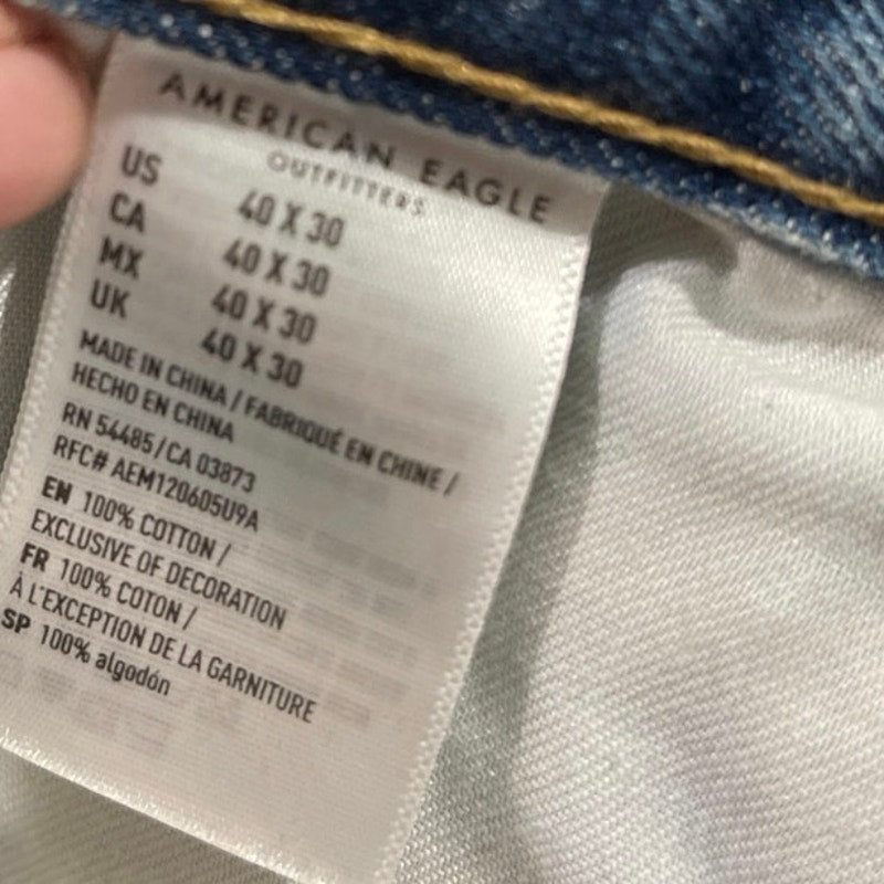 American Eagle Outfitters Relaxed Taper Distressed Denim Jeans 40X30 Streetwear