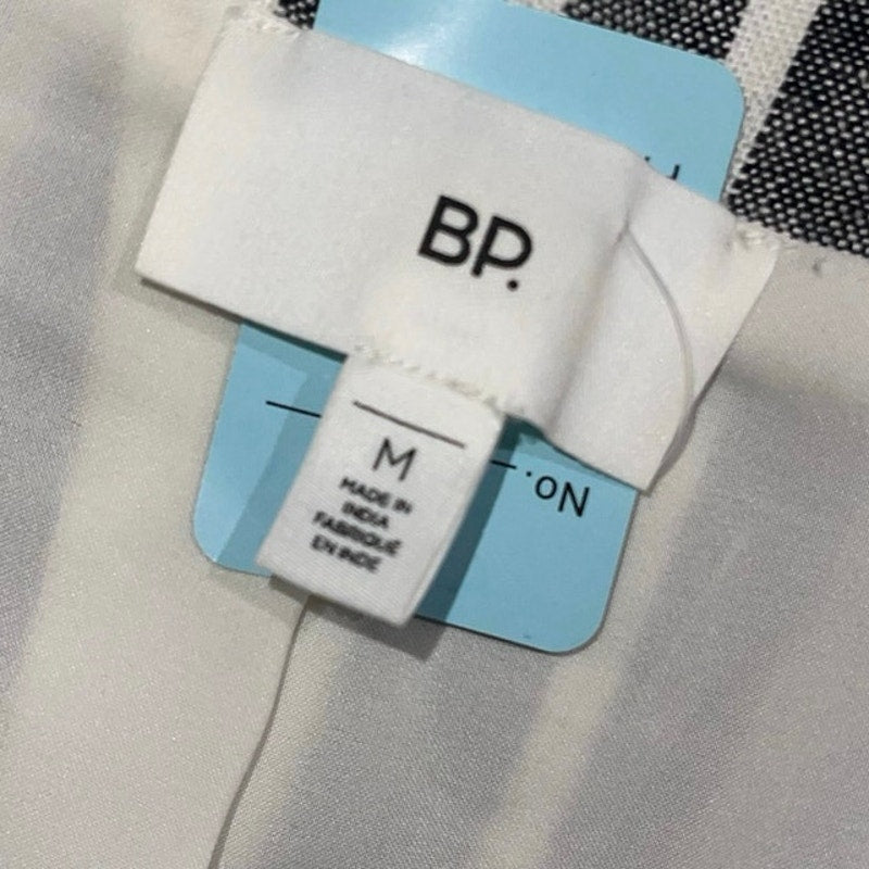 BP Women's Cinched 3/4 Sleeve Linen Blend Striped Blazer Classic Prep