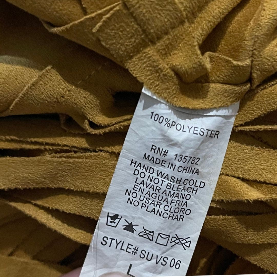 Roma Concept Hippie Tassel Open Vest Large Stagecoach Boho Coachella Faux Suede