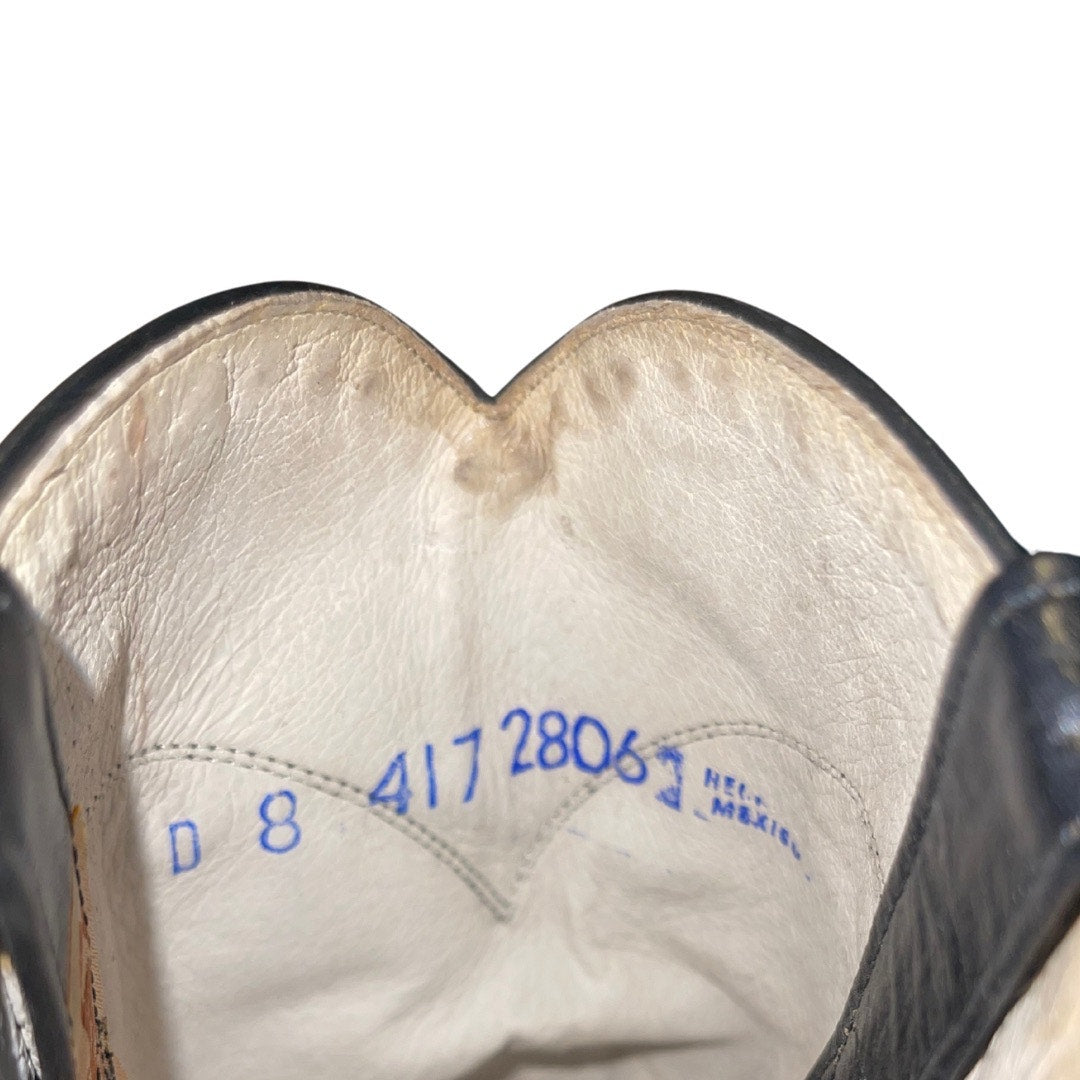 Cowtown Vintage Mens Roper Black Leather Boots Western Cowboy Size 8