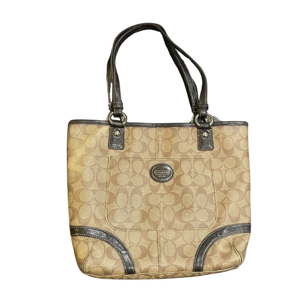 Coach Signature Canvas Peyton Tote Shoulder Bag Purse Leather Trim F18917 Y2K