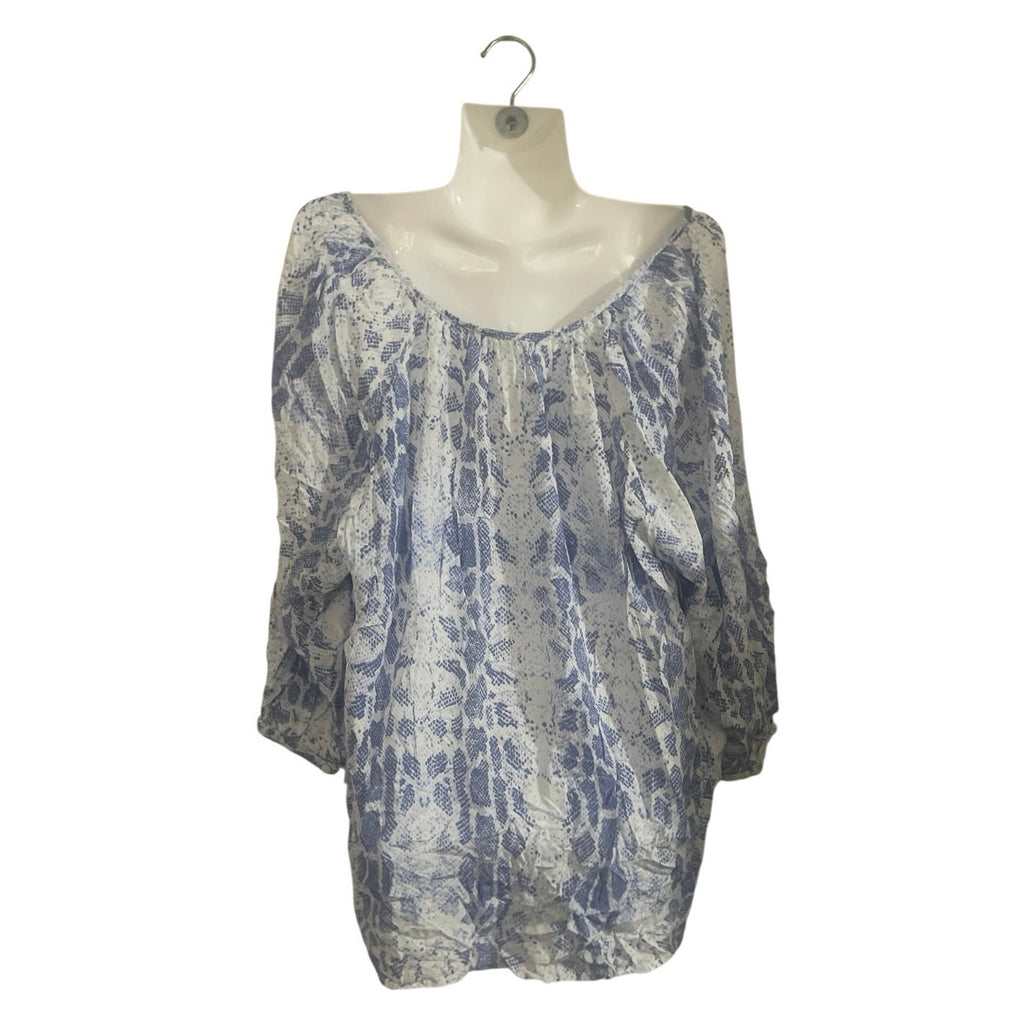 Adrienne Vittadini Snakeskin Animal Print Loose Blouse SZ 2X Flowy Boho Artsy