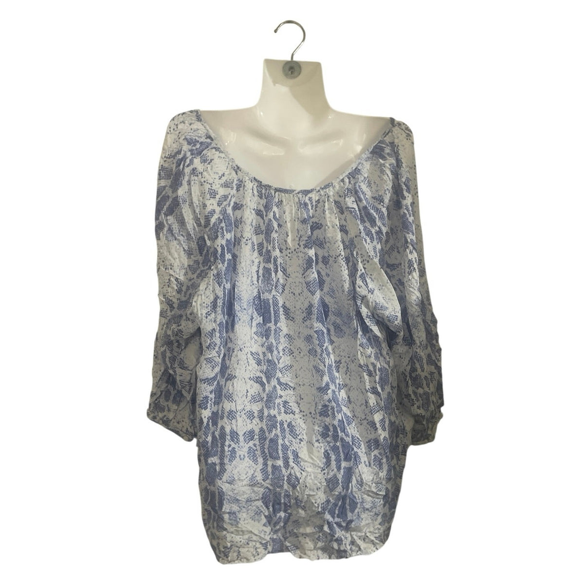 Adrienne Vittadini Snakeskin Animal Print Loose Blouse SZ 2X Flowy Boho Artsy