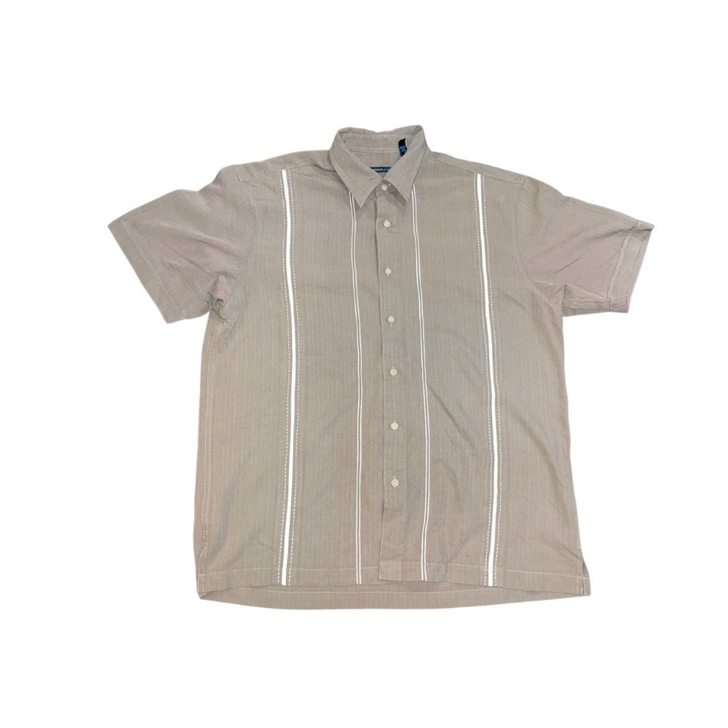 Van Heusen Studio Havana Sport Short Sleeve Shirt Large Vacation Casual Beach