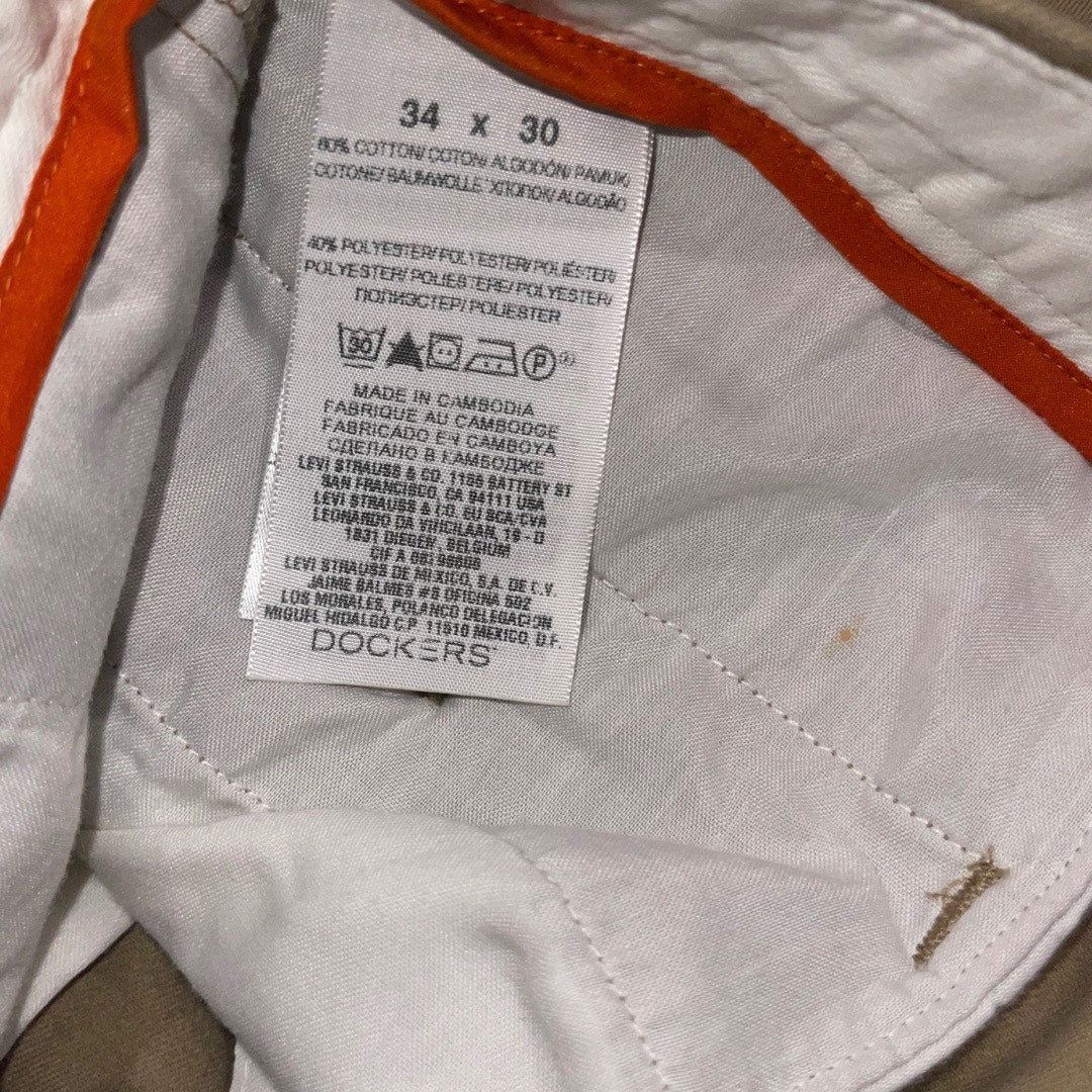 Dockers Men's 34 X 30 Brown Khaki Straight Fit